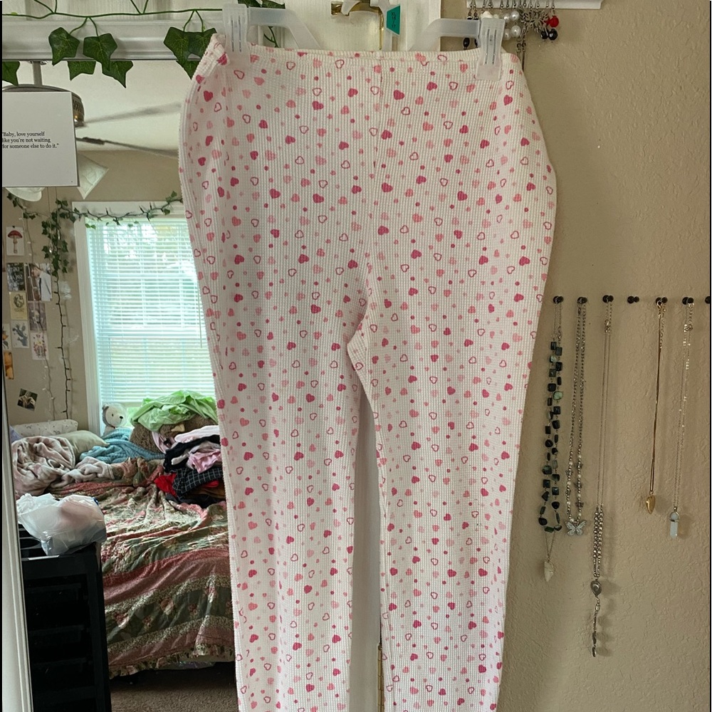 cute pink heart pj bottoms  𖡼.𖤣𖥧